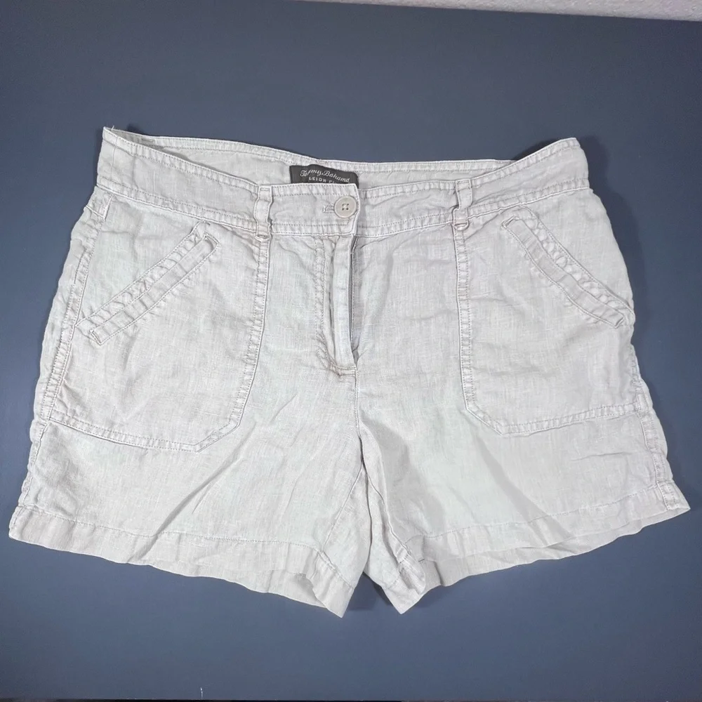 Tommy Bahama 100% Linen Khaki Shorts Size 6 | Leigh Fit Low Rise